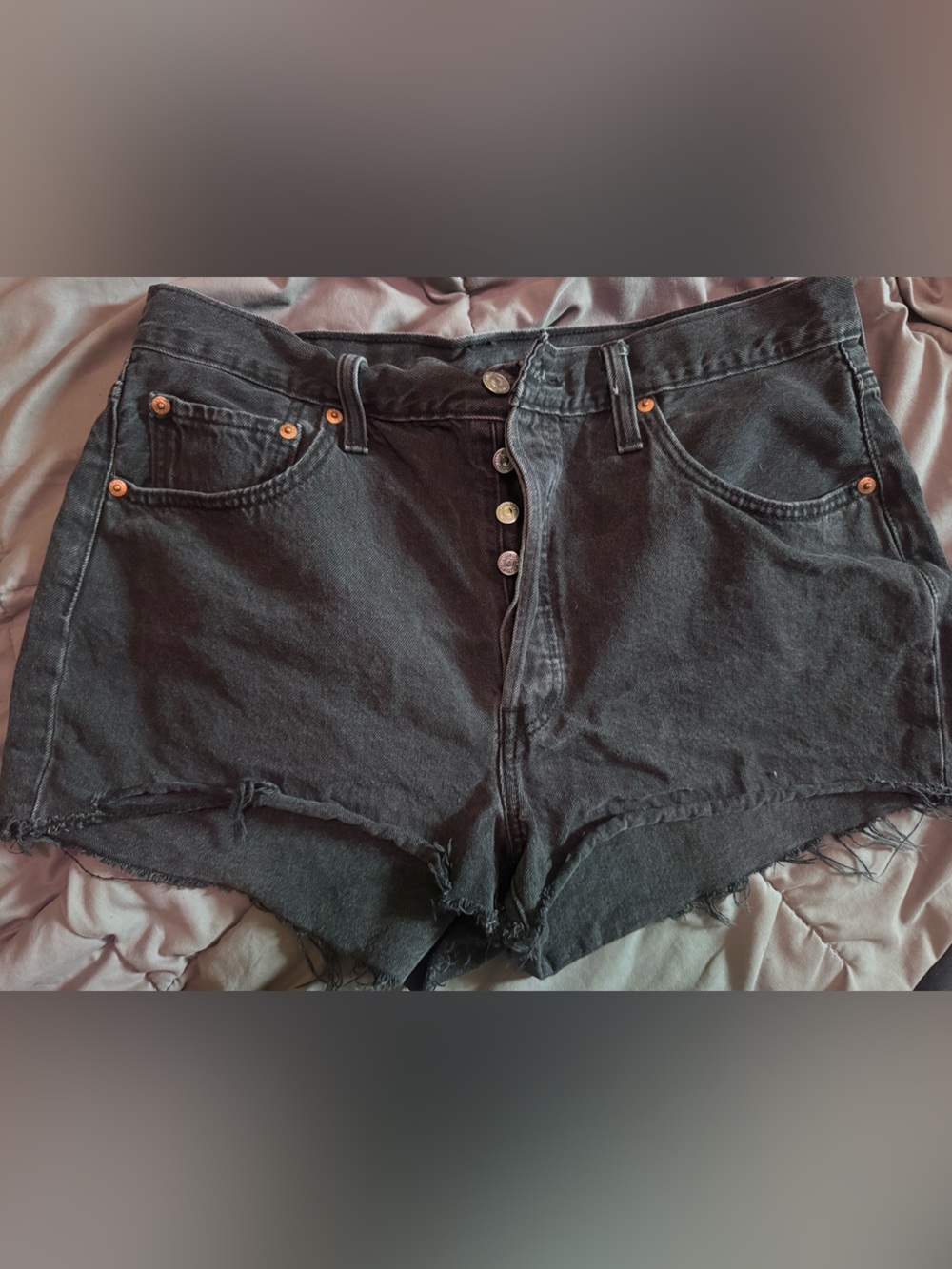 Levi’s 501 - Women’s Black Distressed Denim Shorts - 32